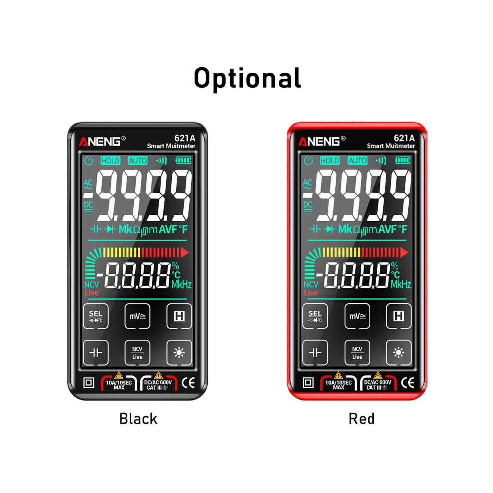 Aneng 621A Touch Screen Digital Multimeter 9999 Counts, 0-1000, Portable Compact Black 4991375874722