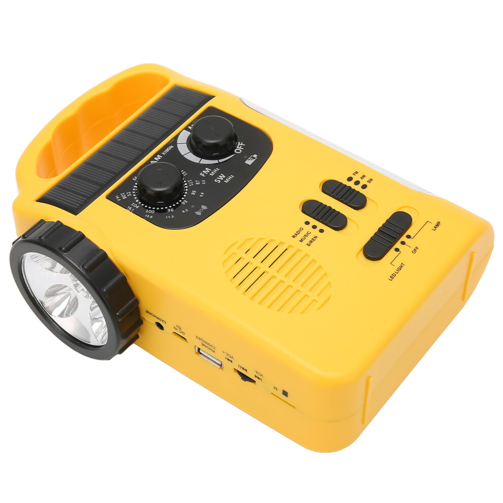 Multi-Band Am Fm Sw Radio Solar Powered Led Flashlight & Mp3 Yellow 4061375875408