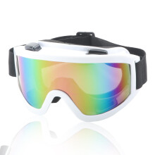 Ski Goggles for Men and Women Unisex AntiFog Adjustable UV Protection Over Glasses White