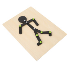 Jouet éducatif en bois en forme de bonhomme avec 24 cartes, puzzle en bois de hêtre 30 x 22,5 cm