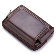 Herren Ledergürtel-Tasche Fanny Pack mit Beutel, 18x12x3,5 cm, Schwarz/Braun