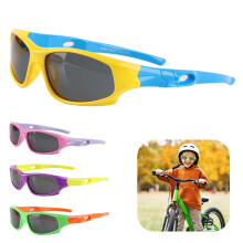 Children's Sunglasses Unisex Kids Polarised For Cycling 100% UV Protection BPA Pressure Fit Yellow Blue