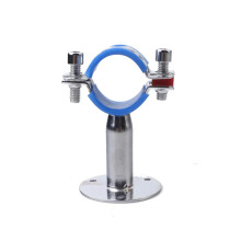 Pipe Hanger Bracket Clamp For 89mm OD Tube, 304 Stainless Steel, With Base Plate, Blue Case