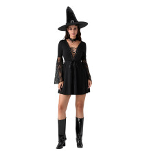 (S, Black) Halloween boszorkány cosplay és kiegészítőkkel