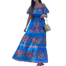 (S, Blue) Robe longue bustier idéale été.