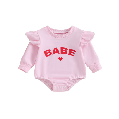 (12-18 Months, Pink) Barboteuse rose à la Saint-Valentin.