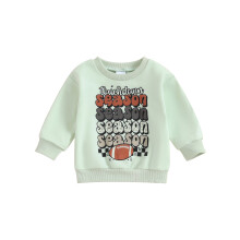 (2-3 Years, Green) Kleinkind-Baby-Herbst-Sweatshirt mit Fußball- und Buchstabenprint, Langarm, Rundhalsausschnitt, Pullover, lockere Passform