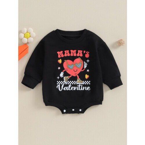 (6-12 Months, Black) Μωρουδιακό κορμάκι με Άγιο Βαλεντίνο 1