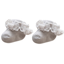 (6-12 Months, Gray) Calcetines de bebé para niñas con volantes de encaje, antideslizantes, bonitos, de princesa, para primavera y otoño