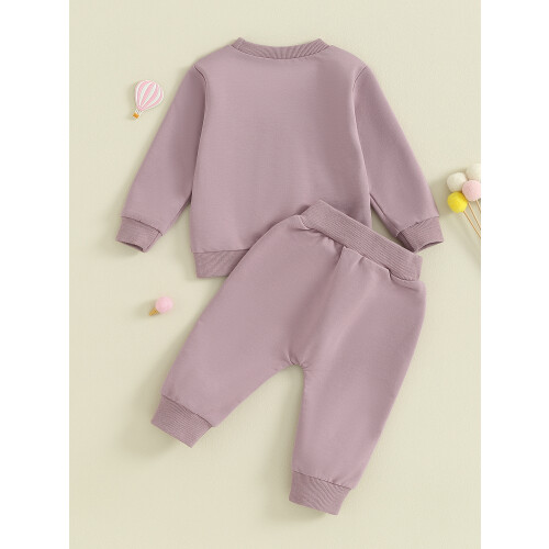 (6-12 Months, Purple) Conjunto de calça o outono. 2