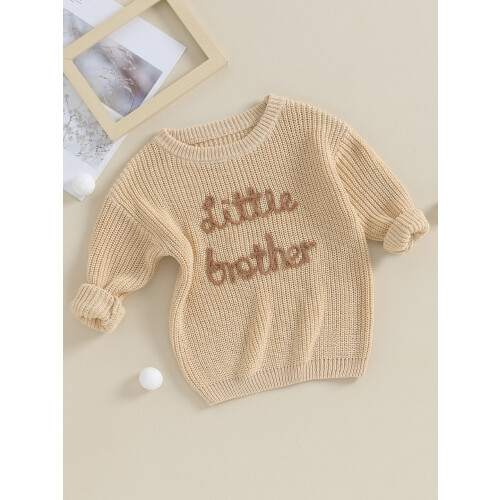 (6-9 Months, Khaki) Πουλόβερ με κέντημα για νήπια. 2