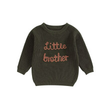 (6-9 Months, Army Green) Πουλόβερ με κέντημα για νήπια.