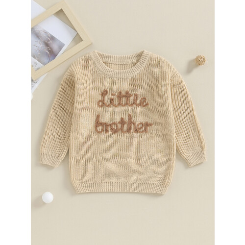 (6-9 Months, Khaki) Πουλόβερ με κέντημα για νήπια. 1