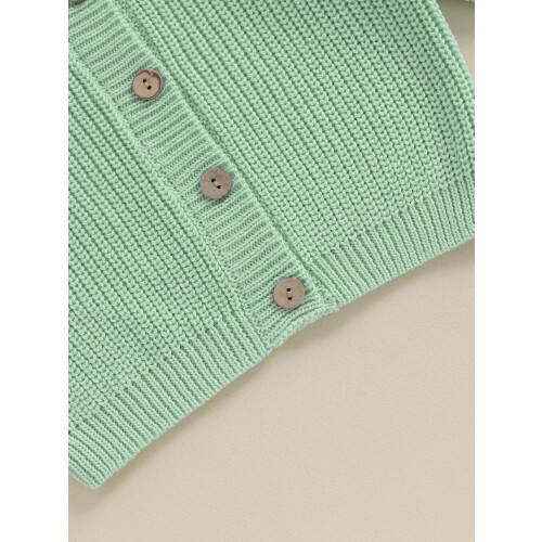 (12-18 Months, Fluorescent Green) Πλεκτό πουλόβερ για μωρά με κουμπιά, φθινόπωρο-χειμώνα 2
