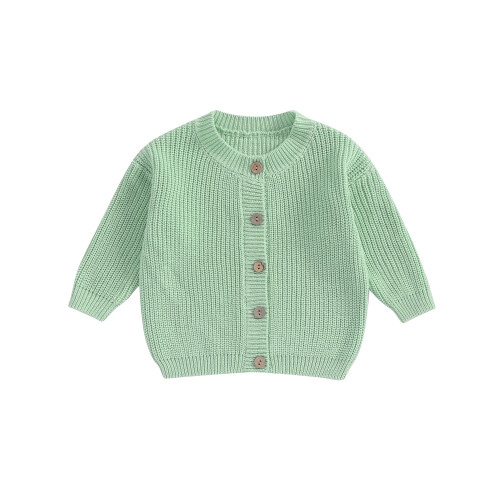 (12-18 Months, Fluorescent Green) Πλεκτό πουλόβερ για μωρά με κουμπιά, φθινόπωρο-χειμώνα
