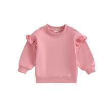 (3-4 Years, Pink) Mädchen Sweatshirt, lässig, trendig, einfarbig, Rundhals, lange Ärmel, Kleinkind, locker geschnittenes Kindershirt