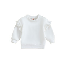 (2-3 Years, White) Mädchen Sweatshirt, lässig, trendig, einfarbig, Rundhals, lange Ärmel, Kleinkind, locker geschnittenes Kindershirt
