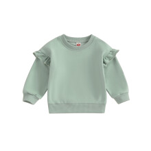 (18-24 Months, Green) Mädchen Sweatshirt, lässig, trendig, einfarbig, Rundhals, lange Ärmel, Kleinkind, locker geschnittenes Kindershirt