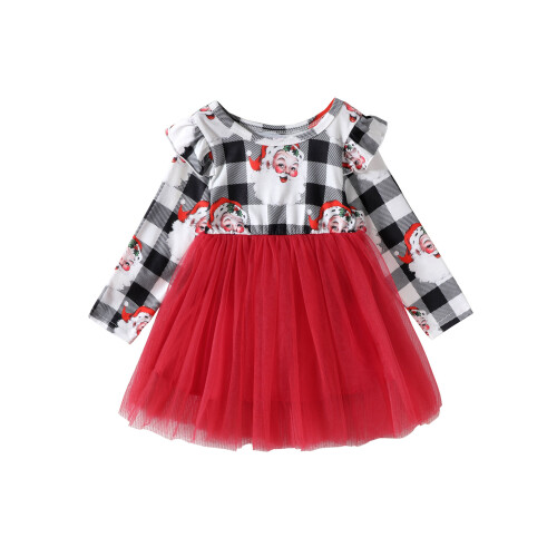 (3-4 Years, Red) Weihnachtskleid für Kleinkinder, aus Tüll