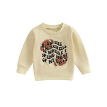 (6-12 Months, Beige) Lässiges Sweatshirt für Jungen, Kleinkinder, Buchstabenprint, Rundhalsausschnitt, Langarm-Pullover, lockere Passform