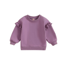 (6-12 Months, Purple) Mädchen Sweatshirt, lässig, trendig, einfarbig, Rundhals, lange Ärmel, Kleinkind, locker geschnittenes Kindershirt