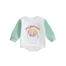 (3-6 Months, White) Vánoční mikina s kapucí pro kojence, batolecí oblečení, overal s potiskem Santa Clause.