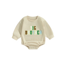 (12-18 Months, Beige) Romper Buachaillí le Muinchille Fada, Culaith Fhómhair Ócáideach, Éadaí laethúil