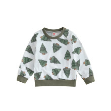 (3-4 Years, White) Weihnachtspullover Kinder Jungen Mädchen Cartoon Weihnachtsbaum Print Langarm Sweatshirt Rundhals Locker Warme Oberteile