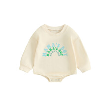 (3-6 Months, Beige) Grenouillères bébé garçon à manches longues, body ample col rond, imprimé lettres nouveau-né