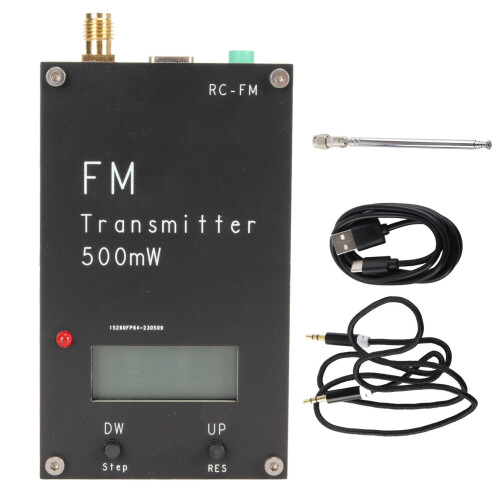 FM Transmitter Module High Performance, 2000m Range FM Stereo Transmitter with LCD Screen USB Type C Port Adjustable Frequency for Small FM Radio Stat