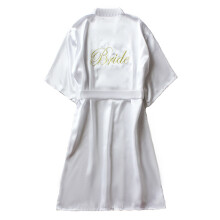 Accappatoio da sposa personalizzato in raso, con cintura, scollo a V, ideale come pigiama party, per matrimoni, feste in piscina e pigiama party.