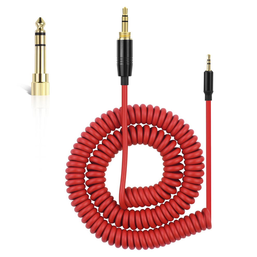 Coiled Replacement Audio Cable 2.5Mm To 3.5Mm With 6.35Mm Adapter 616Ft For Bose Qc45 Qc35 Red 9347817547016