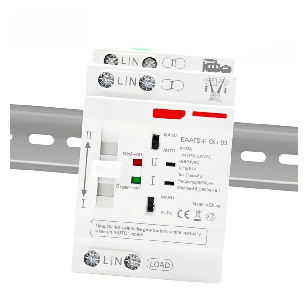 Automatic Transfer Switch 63A 2P Ac 220V Dual Power Changeover For Solar And Grid Uninterrupted Supply 9199774124751