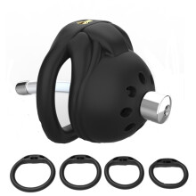 Men's Honeycomb Security Cage with Locking Core, Ventilated Design, Four Fixed Carabiners, Black with Arc Rings