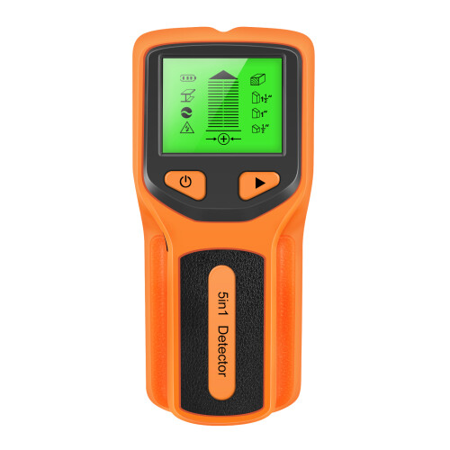 5-in-1 Wall Stud Scanner with LCD Display, Metal & AC Detection, Orange 2