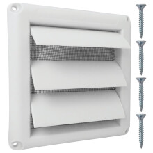 4 Inch Exterior Wall Louvered Dryer Vent Cover with Screen, Weather Protection and Pest Guard