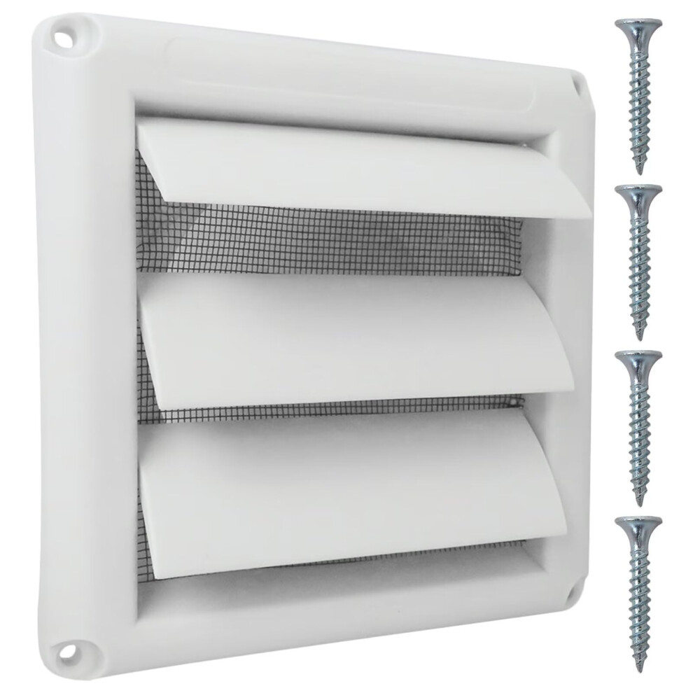 4 Inch Exterior Wall Dryer Vent Cover With Screen, Weatherresistant, White Pestblocking Design 9113335010451