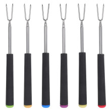 6Pcs Adjustable Stainless Steel Fondue Forks Telescopic Skewers for Camping Marshmallows Hot Dogs