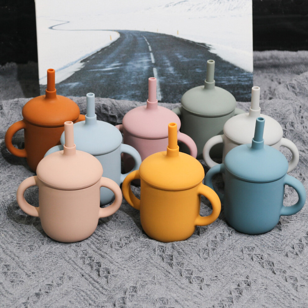 150ML Silicone Baby Sippy Cup with Straw, Multi-Color, Non-Slip Handles
