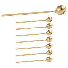 8PCS 6.7 Inches Coffee Spoons, Stirring Spoons, Tea Spoons Long Handle, Gold Teaspoons, Gold Spoons, Ice Tea Spoons