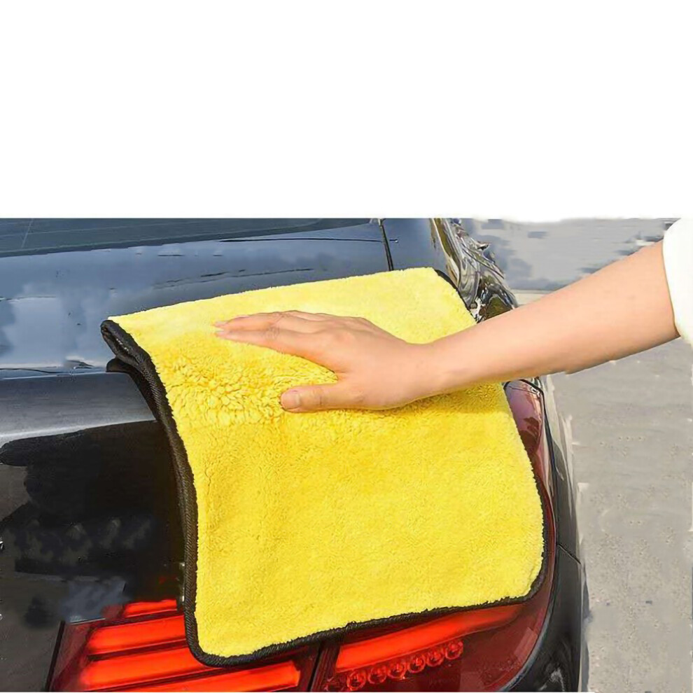 Grayish Double-Sided Car Washing Towel 30X30cm Velvet Yellow/Coral 6931375883452