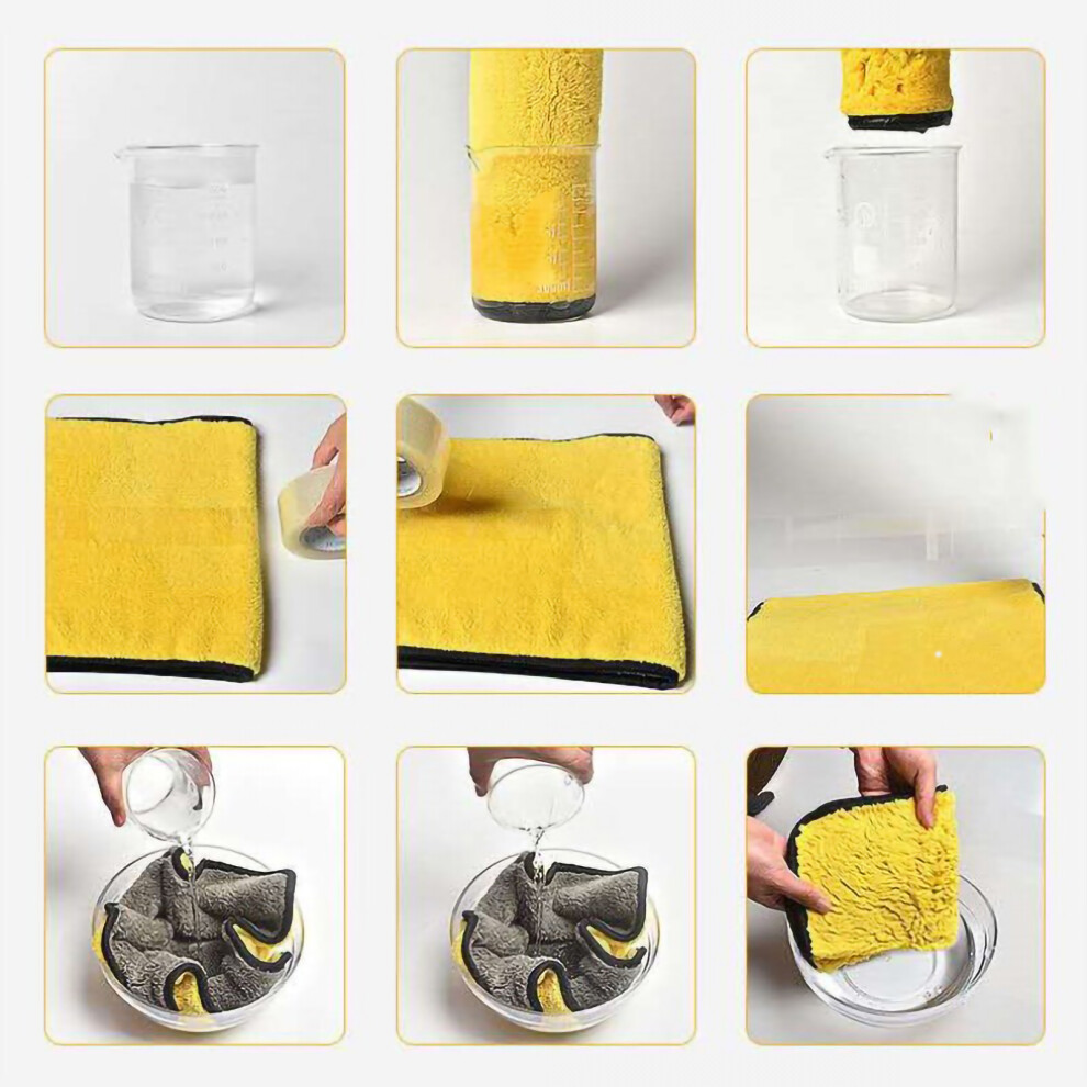 Grayish Double Sided Car Washing Towel 30X40cm Velvet Yellow/Coral 9461375883680