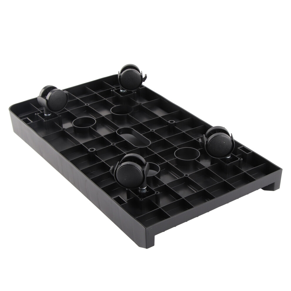 Large Capacity Pp Computer Tower Stand With 4 Wheels & Heat Dissipation Holes Black 8231375883789