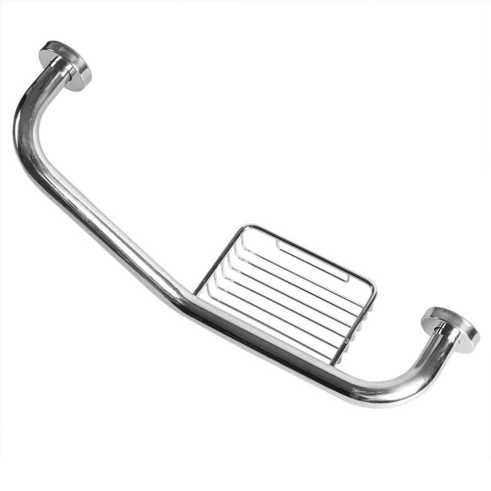 Bathroom Safety Grab Bar Stainless Steel AntiSlip Handrail with Soap Basket for Elderly and Kids