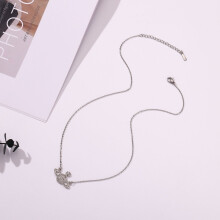 (Saturn necklace in silver color) Pearl alloy women's diamond-set Saturn pendant necklace