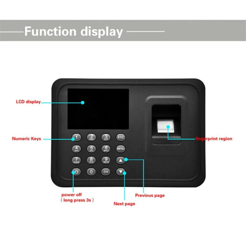 Clocking In Machine Fingerprint Time Attendance, Access Control, Pendulum Punch Card, Multilingual Interface 1