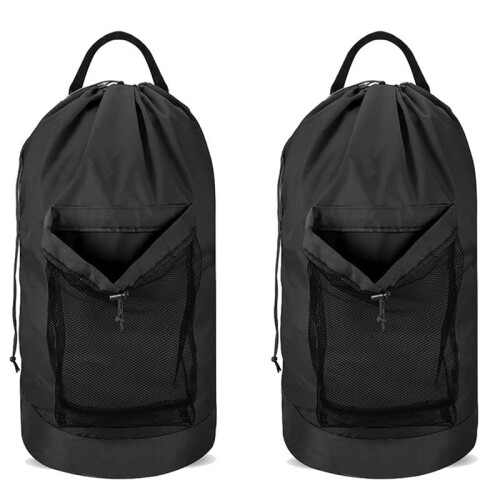 2X Laundry Bag with Shoulder Straps and Mesh Pocket Laundry Backpack Large Portable Laundry Hamper
