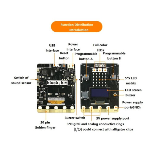 Block:Bit Programmerbar Utvecklingstavla Designad för Programutbildning Uppgraderad Från Micro-Bit, med OLED-Skärm(B) 1
