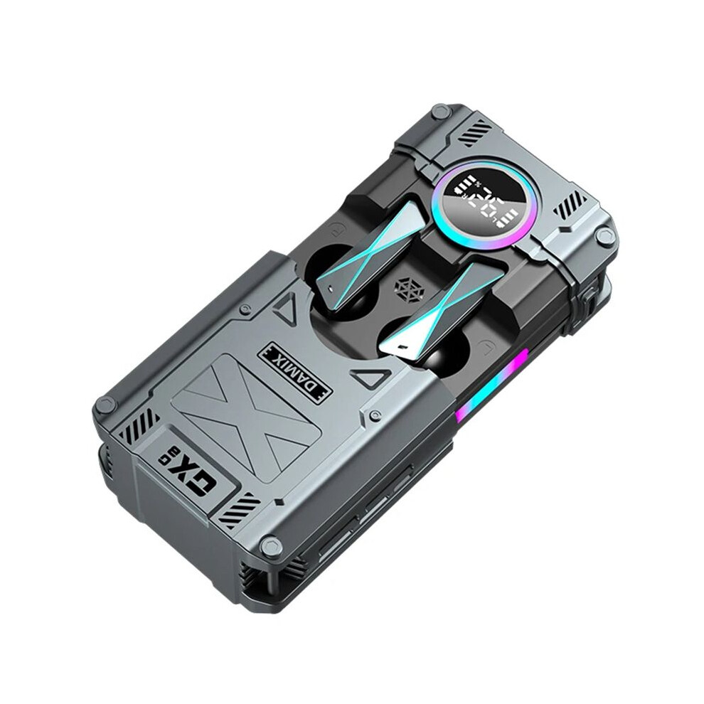 New Dx-08 Wireless 5.3 Headset New Punk Mechanical Style Stereo E-Sports Gaming Headset Tws Earbuds Grey 6033412608322