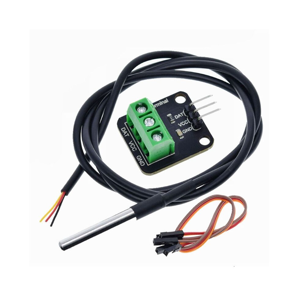 DS18B20 Temperature Sensor Module Kit Waterproof 100CM Digital Sensor Cable Probe Terminal Adapter for